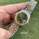 Premium Replica Uhr Rolex Datejust 31 178383-0005VI gruenes Zifferblatt mit Diamantbesatz 31mm