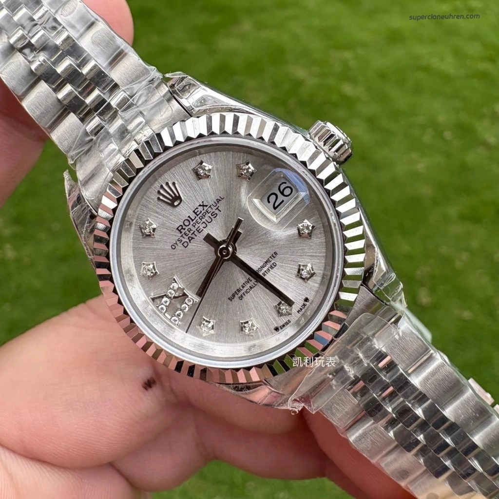 Premium Replica Uhr Rolex Datejust m279174-0021 mit Sternen-Diamantzifferblatt aus Oystersteel 28 mm