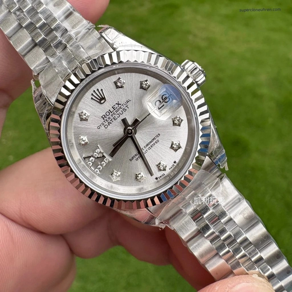 Premium Replica Uhr Rolex Datejust m279174-0021 mit Sternen-Diamantzifferblatt aus Oystersteel 28 mm