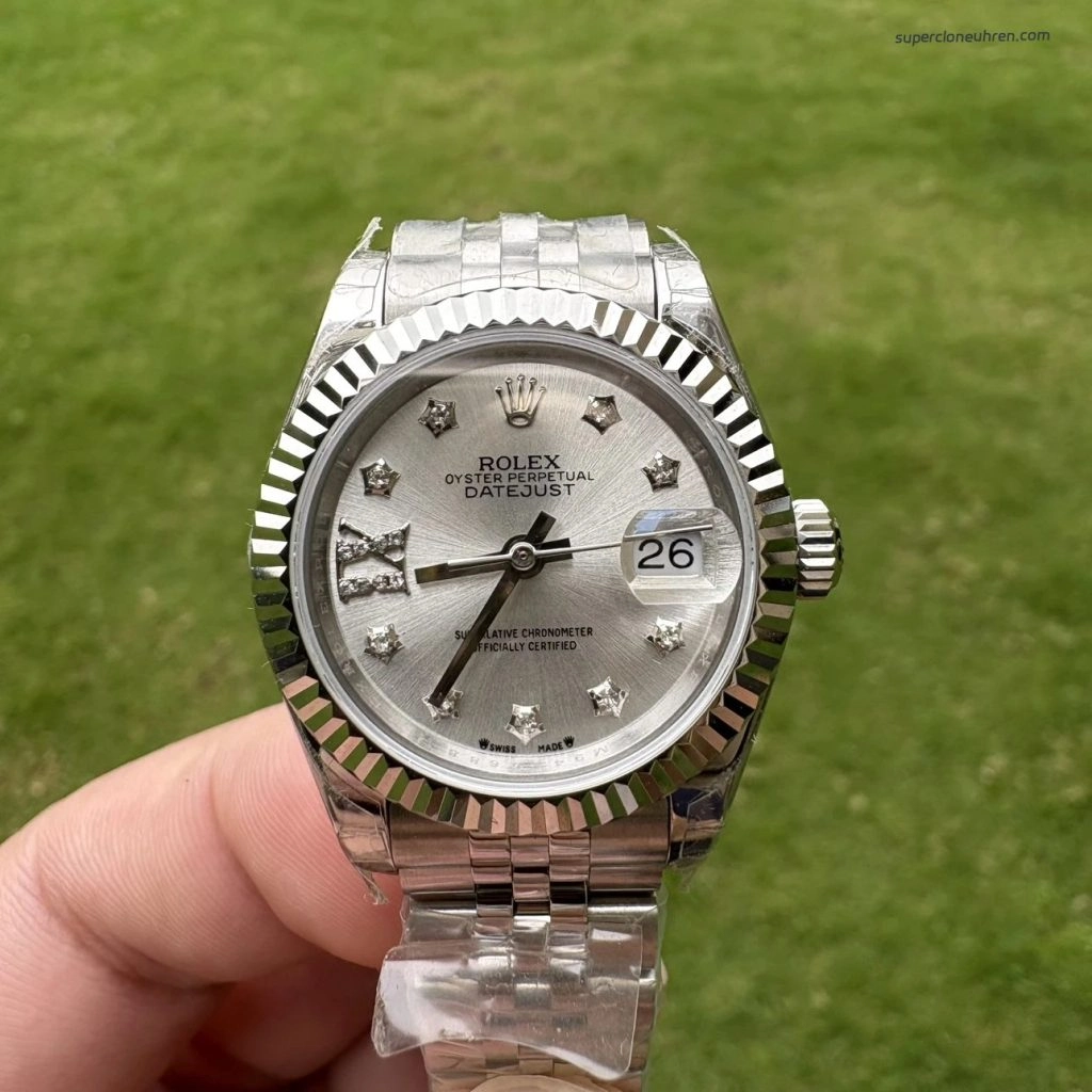 Premium Replica Uhr Rolex Datejust m279174-0021 mit Sternen-Diamantzifferblatt aus Oystersteel 28 mm
