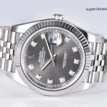 1:1 Super Clone Uhr Rolex Datejust m126334-0006 Grau Diamant-Zifferblatt 41mm