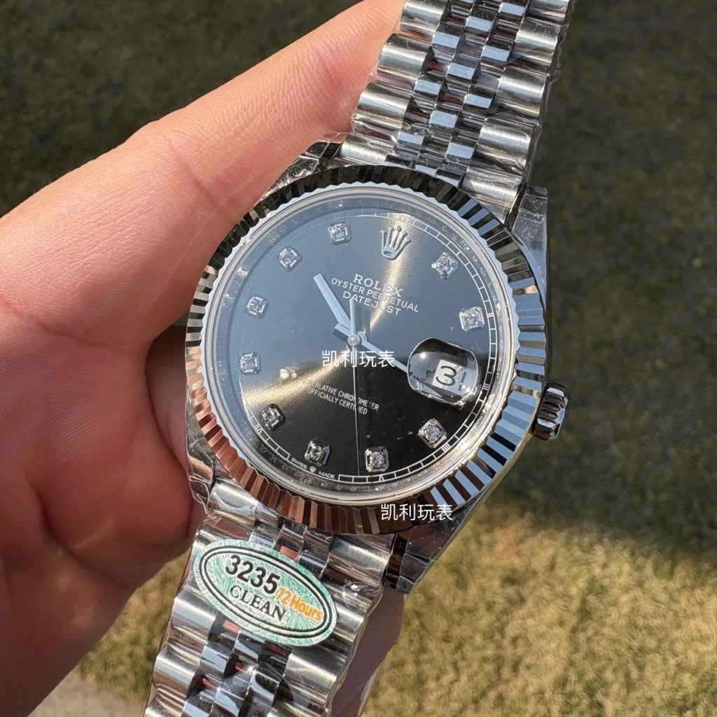 Premium Replica Uhr Rolex Datejust 126334 mit grauem Zifferblatt und Diamantindizes 41 mm