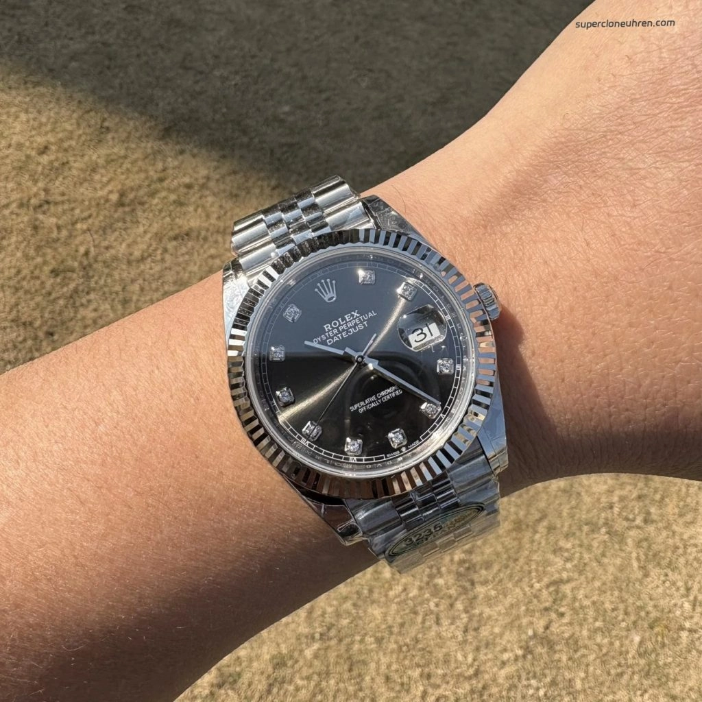 Premium Replica Uhr Rolex Datejust 126334 mit grauem Zifferblatt und Diamantindizes 41 mm