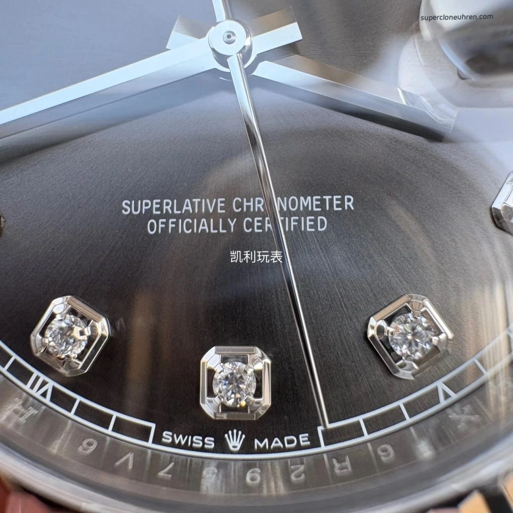 Premium Replica Uhr Rolex Datejust 126334 mit grauem Zifferblatt und Diamantindizes 41 mm