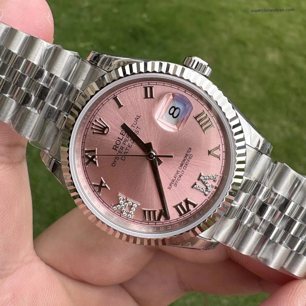 Premium Replica Uhr Rolex Datejust m126234-0031 rosa Zifferblatt Edelstahl 36mm