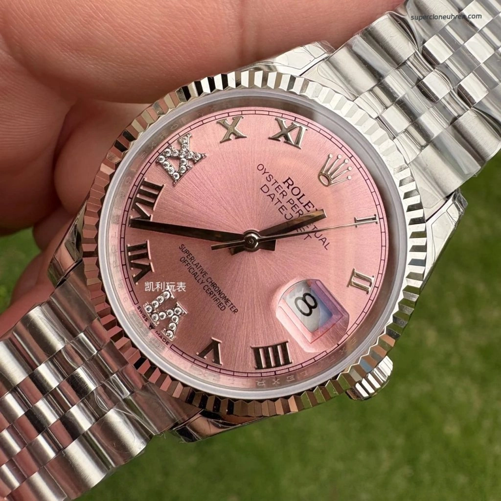 Premium Replica Uhr Rolex Datejust m126234-0031 rosa Zifferblatt Edelstahl 36mm