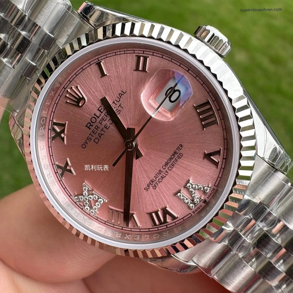 Premium Replica Uhr Rolex Datejust m126234-0031 rosa Zifferblatt Edelstahl 36mm