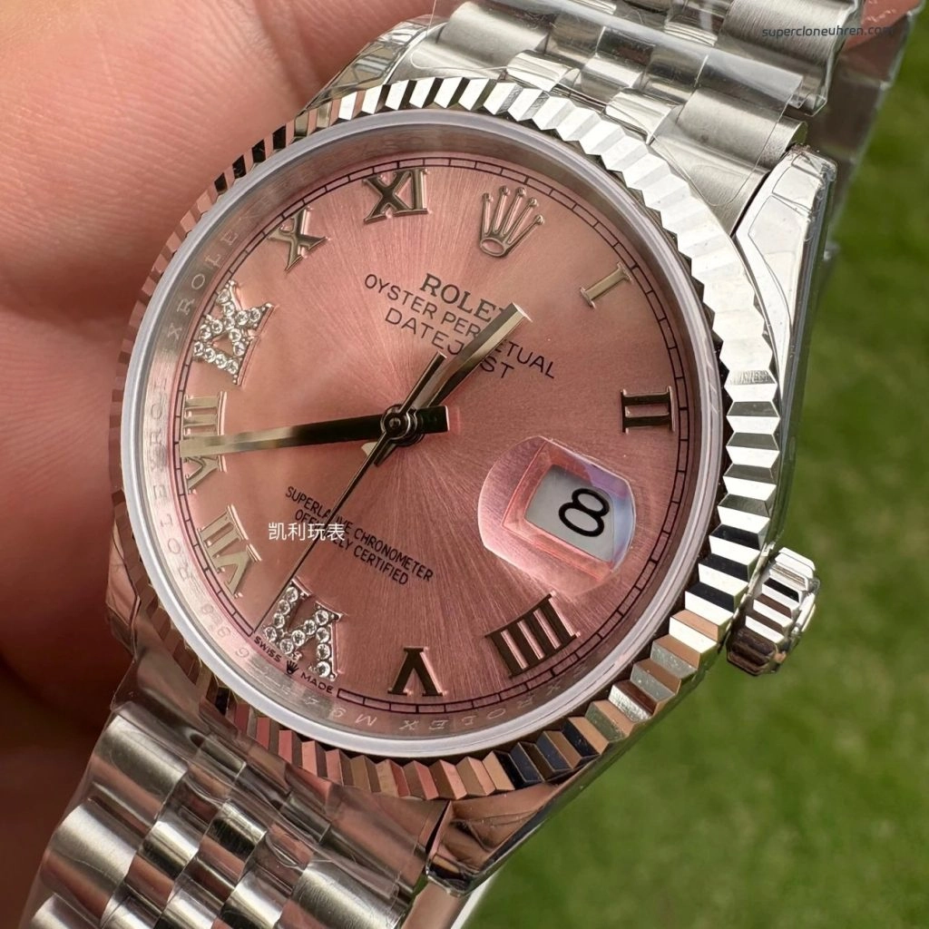 Premium Replica Uhr Rolex Datejust m126234-0031 rosa Zifferblatt Edelstahl 36mm