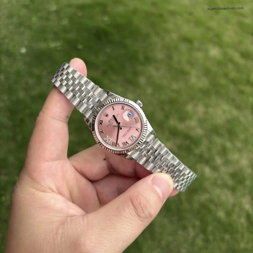 Premium Replica Uhr Rolex Datejust m126234-0031 rosa Zifferblatt Edelstahl 36mm