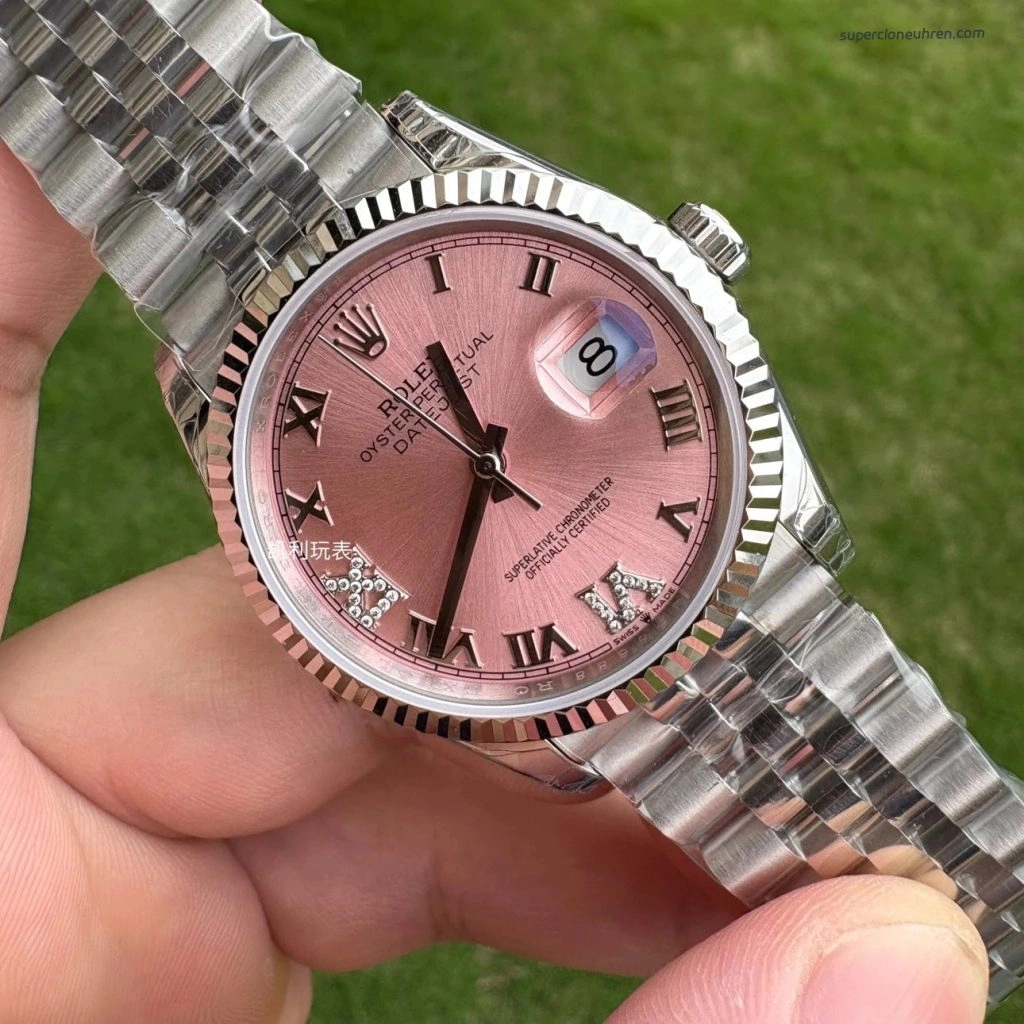 Premium Replica Uhr Rolex Datejust m126234-0031 rosa Zifferblatt Edelstahl 36mm