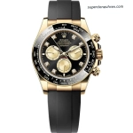 Premium Replica Uhr Rolex Daytona m126518ln-0006 Oysterflex Schwarz-Gold 40mm