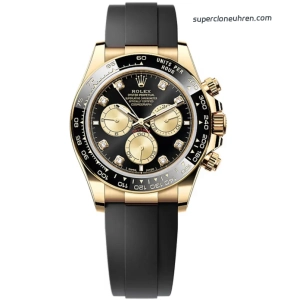 Premium Replica Uhr Rolex Daytona m126518ln-0006 Oysterflex Schwarz-Gold 40mm