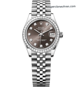Premium Replica Uhr Rolex Datejust m278384rbr-0010 graues Zifferblatt mit Diamantbesatz 31mm