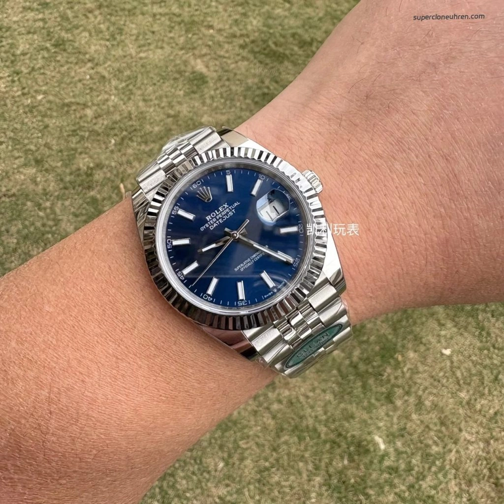 1:1 Super Clone Uhr Rolex Datejust 126334 Oyster Stahl Blaues Zifferblatt 41mm