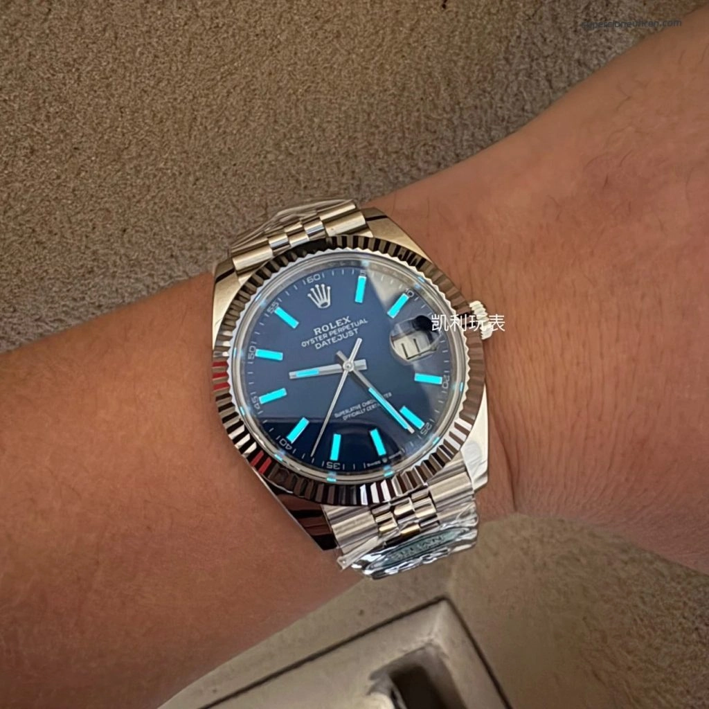 1:1 Super Clone Uhr Rolex Datejust 126334 Oyster Stahl Blaues Zifferblatt 41mm