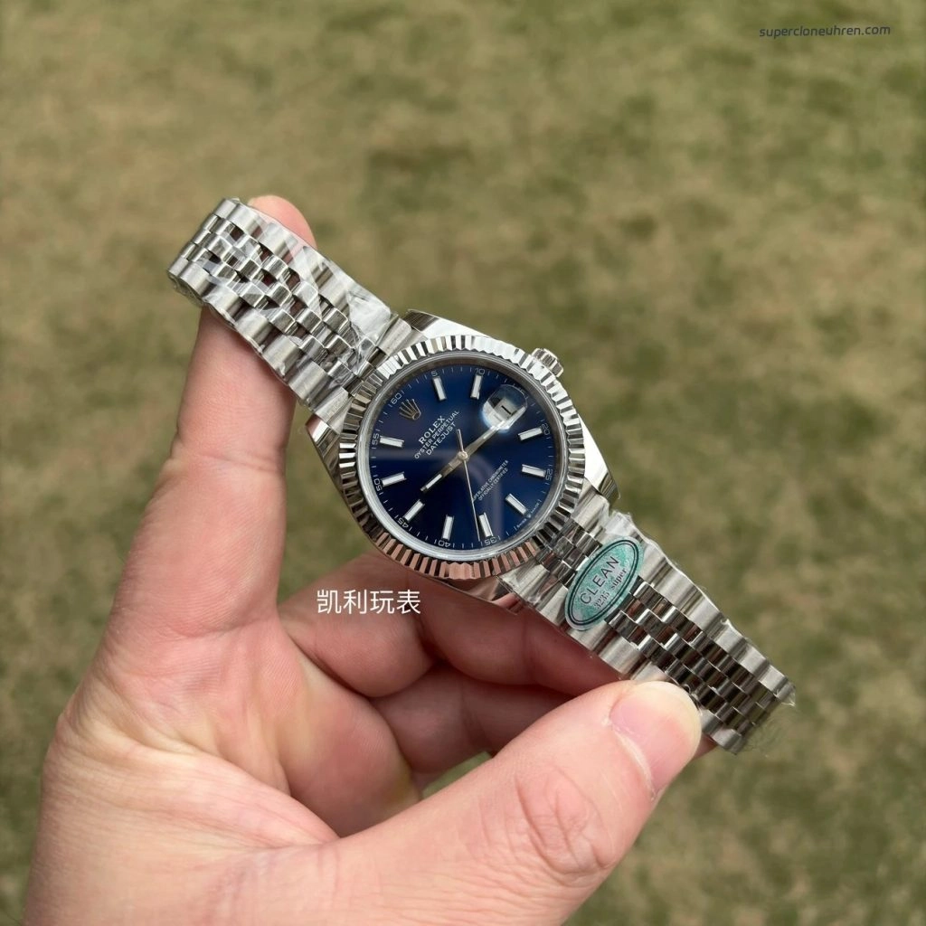 1:1 Super Clone Uhr Rolex Datejust 126334 Oyster Stahl Blaues Zifferblatt 41mm