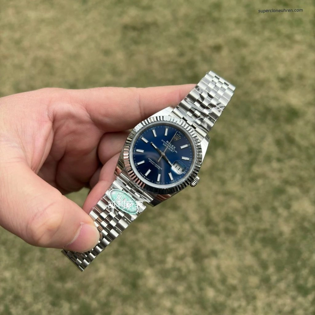 1:1 Super Clone Uhr Rolex Datejust 126334 Oyster Stahl Blaues Zifferblatt 41mm