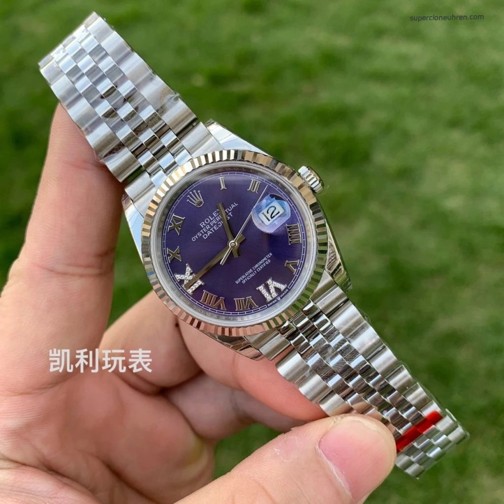 Premium Replica Uhr Rolex Datejust m126234-0021 lila Zifferblatt mit Diamantbesatz 36mm