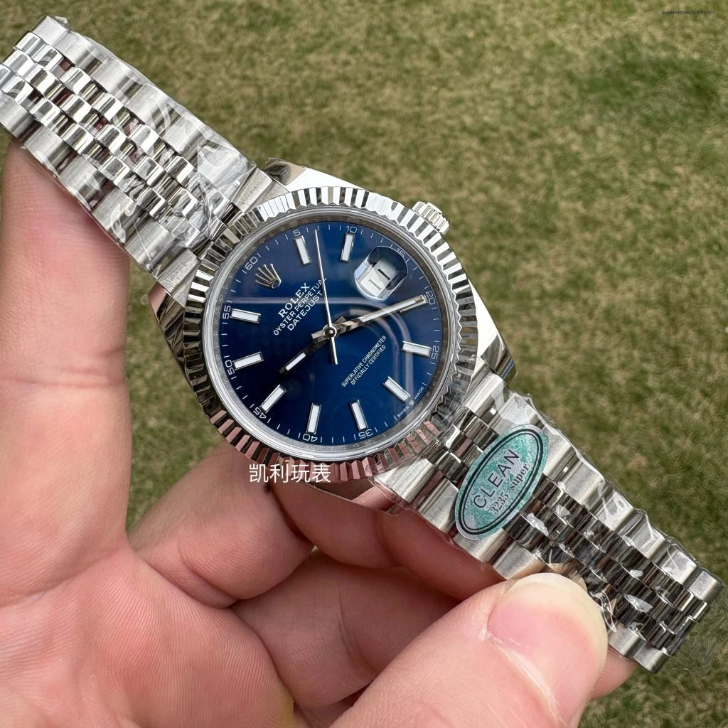 1:1 Super Clone Uhr Rolex Datejust 126334 Oyster Stahl Blaues Zifferblatt 41mm