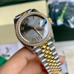 Premium Replica Uhr Rolex Datejust m278383rbr-0018 grau mit Diamantlünette und römischen Ziffern 31mm