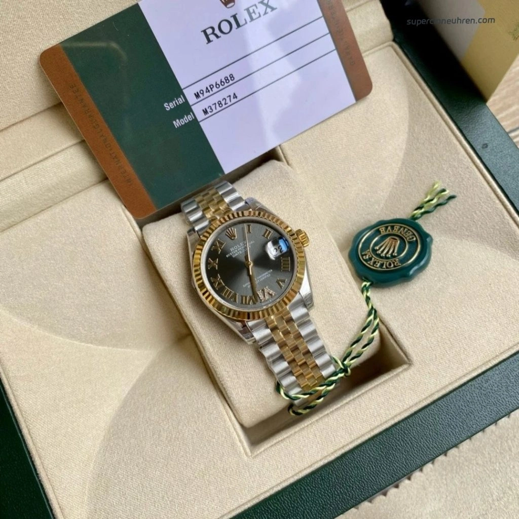 Premium Replica Uhr Rolex Datejust m278273-0018 graues Zifferblatt Bicolor 31mm