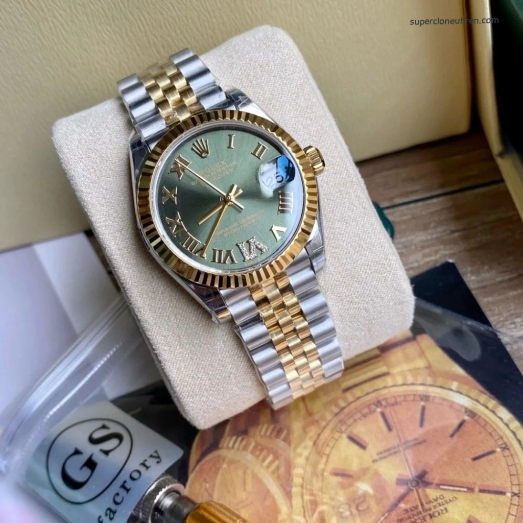 Premium Replica Uhr Rolex Datejust m278273-0016 grün Zifferblatt Bicolor 31mm