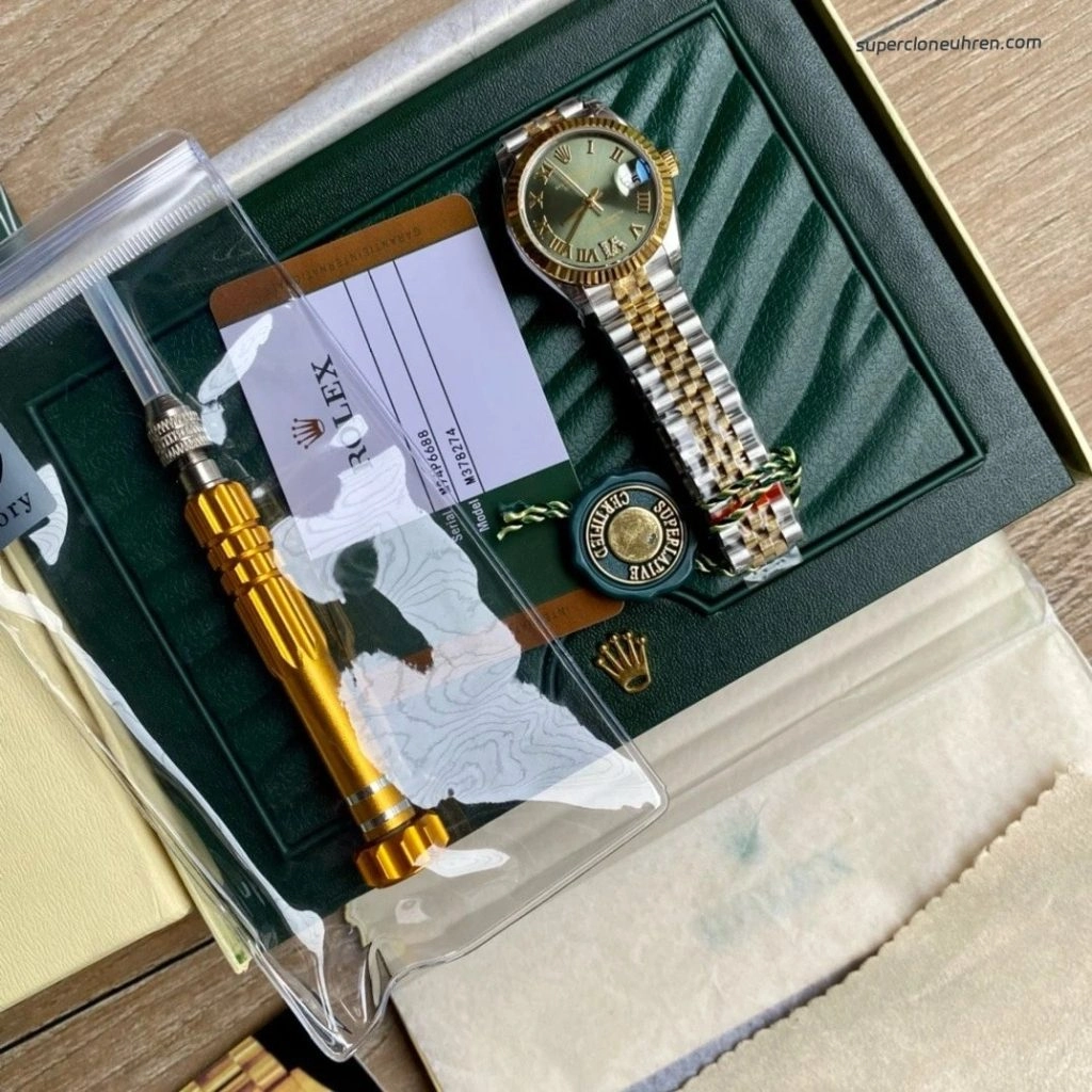 Premium Replica Uhr Rolex Datejust m278273-0016 grün Zifferblatt Bicolor 31mm