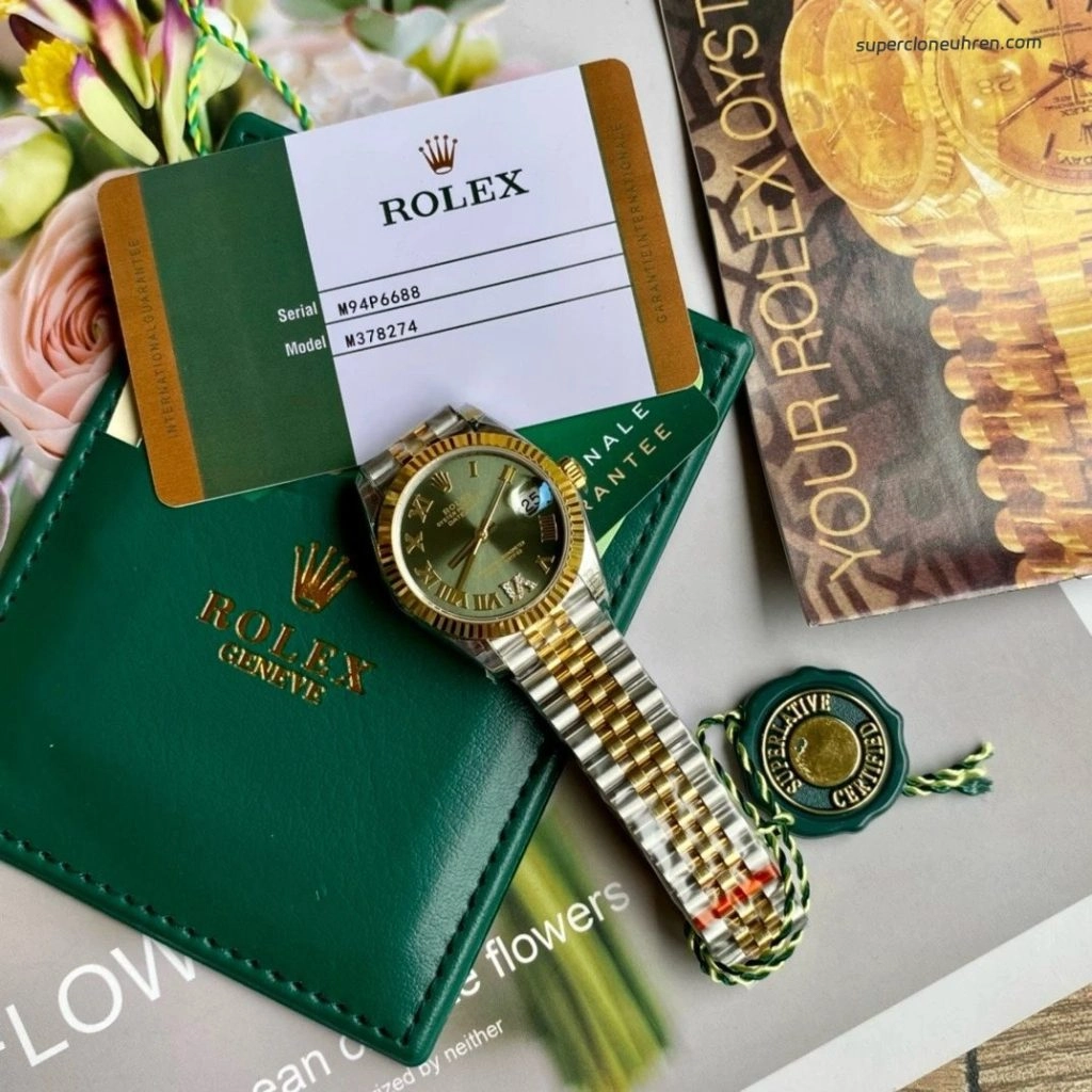 Premium Replica Uhr Rolex Datejust m278273-0016 grün Zifferblatt Bicolor 31mm