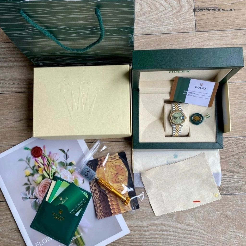 Premium Replica Uhr Rolex Datejust m278273-0016 grün Zifferblatt Bicolor 31mm