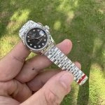 Premium Replica Uhr Rolex Lady-Datejust m279174-0015 graues Zifferblatt mit Diamanten 28 mm
