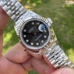 Premium Replica Uhr Rolex Lady-Datejust m279174-0015 graues Zifferblatt mit Diamanten 28 mm