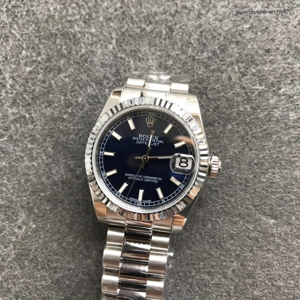 Premium Replica Uhr Rolex Datejust m178279-0041 aus Edelstahl mit blauem Zifferblatt 31mm