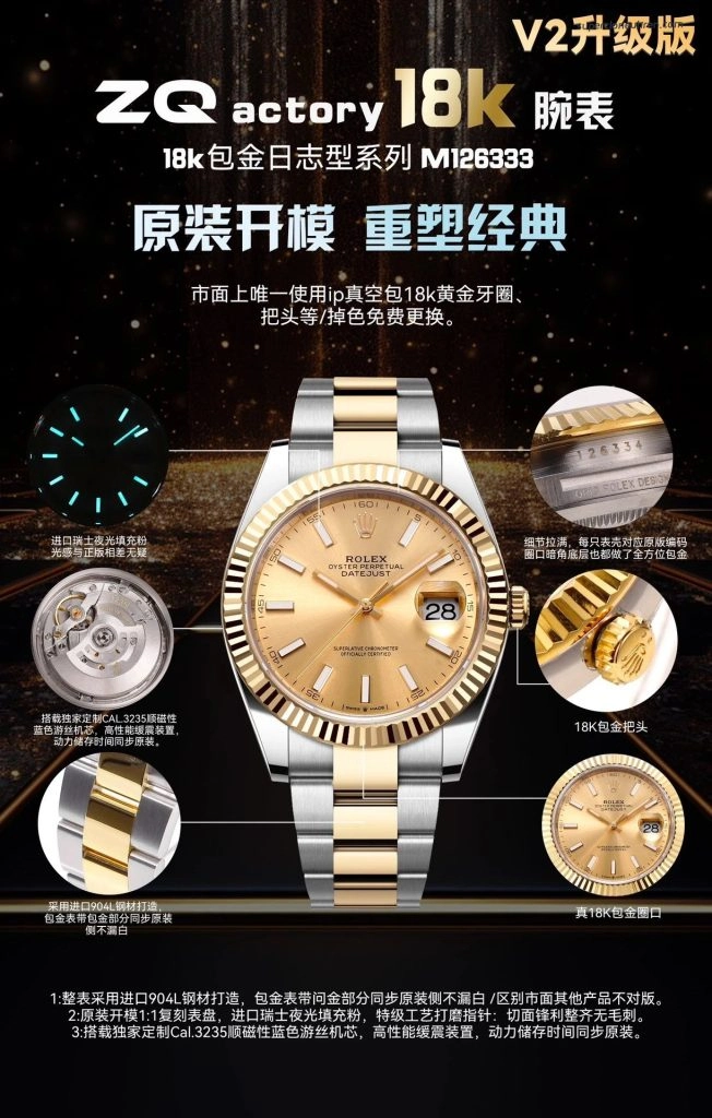 1:1 Super Clone Uhr Rolex Datejust 41 m126333-0009 Zweifarbig Gold-Stahl 41mm