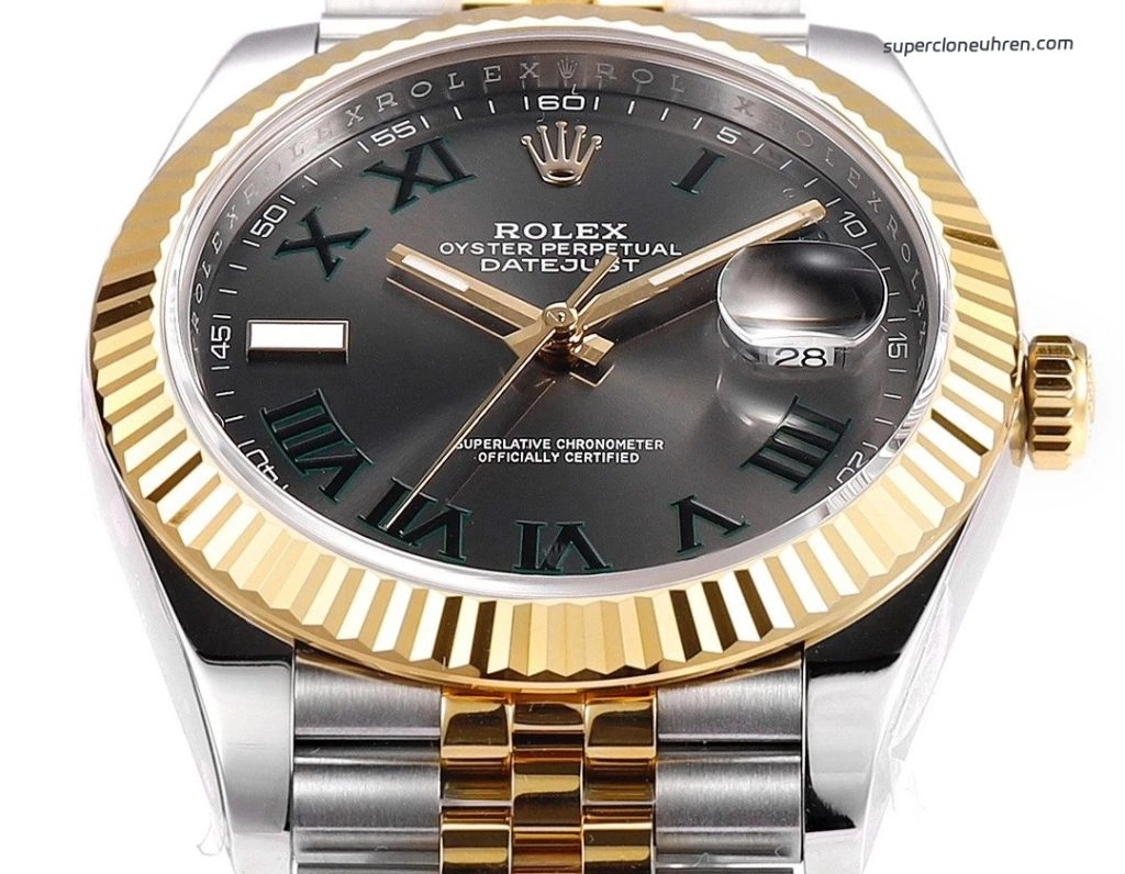 1:1 Super Clone Uhr Rolex Datejust 126333-0020 mit grünem Zifferblatt und 18K Goldauflage 41mm