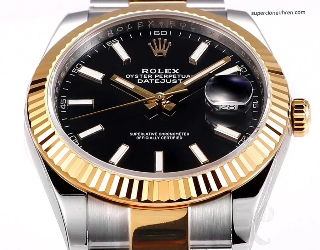Premium Replica Uhr Rolex Datejust 41 m126333-0013 mit schwarzem Zifferblatt und Gold-Stahl 41mm