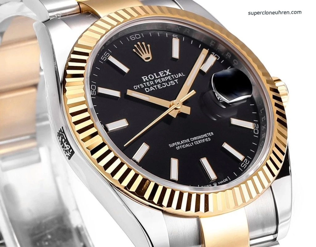 Premium Replica Uhr Rolex Datejust 41 m126333-0013 mit schwarzem Zifferblatt und Gold-Stahl 41mm