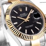 Premium Replica Uhr Rolex Datejust 41 m126333-0013 mit schwarzem Zifferblatt und Gold-Stahl 41mm
