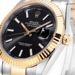 Premium Replica Uhr Rolex Datejust 41 m126333-0013 mit schwarzem Zifferblatt und Gold-Stahl 41mm