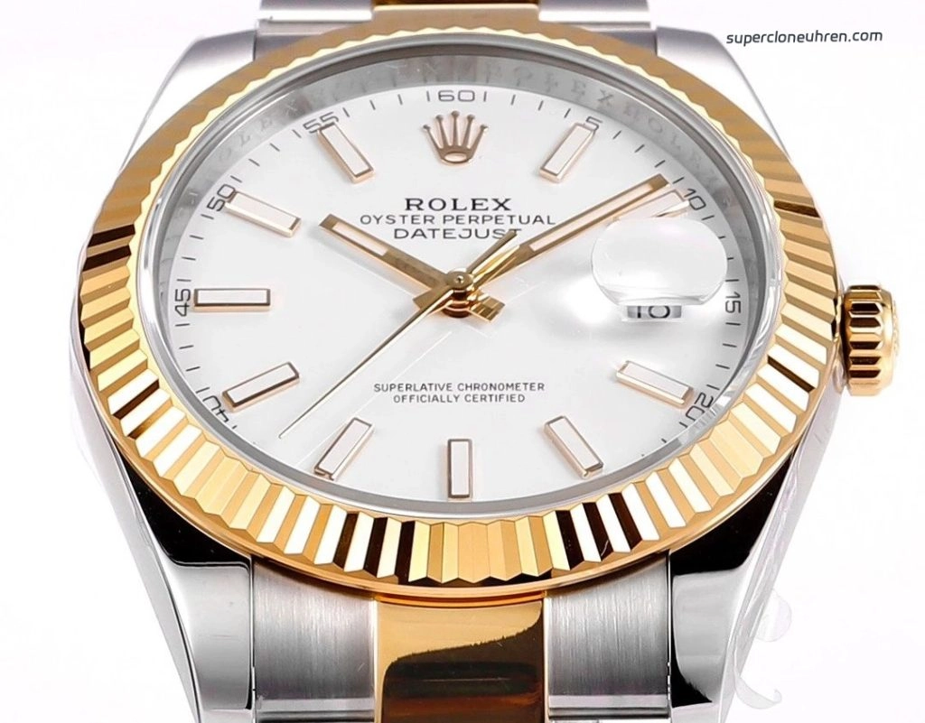Premium Replica Uhr Rolex Datejust m126333-0015 weißes Zifferblatt Bicolor 41mm