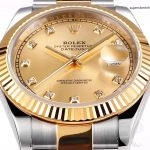 Premium Replica Uhr Rolex Datejust 41 m126333-0011 mit Diamantindizes und Goldlook 41 mm