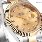 Premium Replica Uhr Rolex Datejust 41 m126333-0011 mit Diamantindizes und Goldlook 41 mm