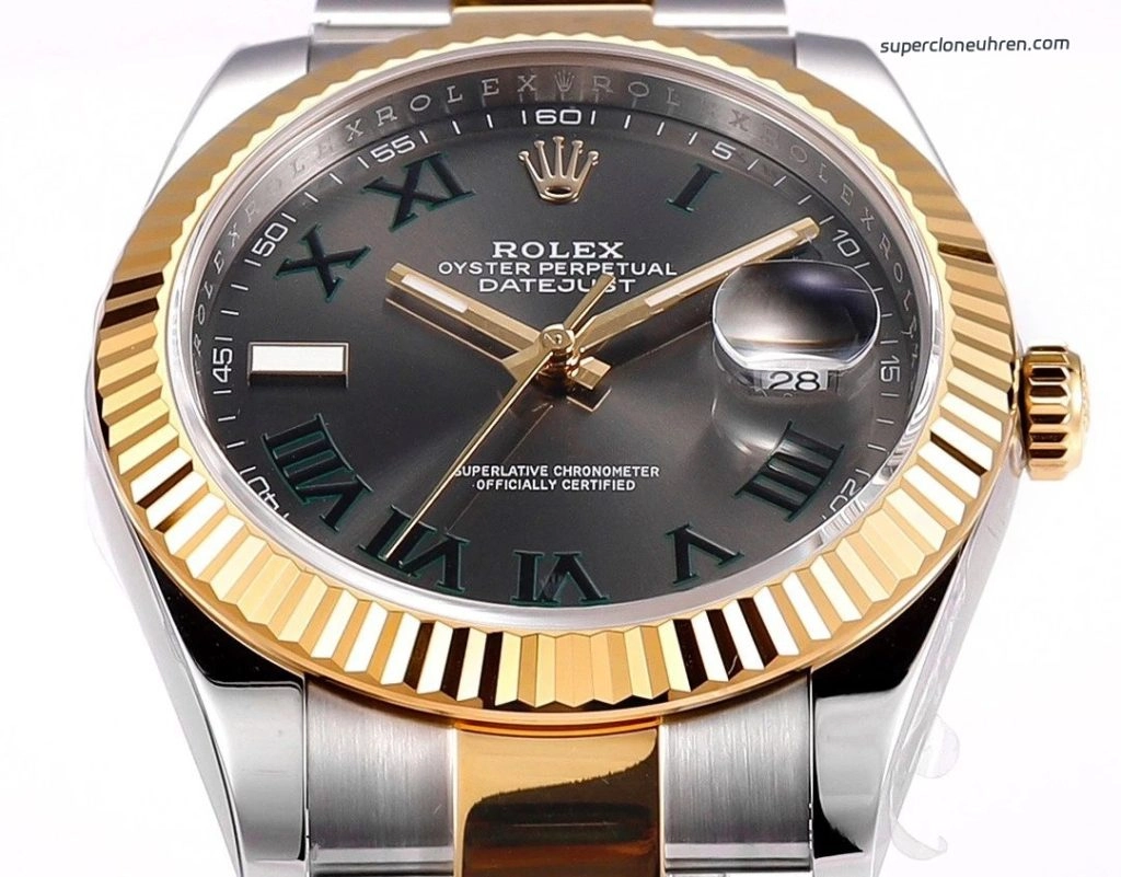 Premium Replica Uhr Rolex Datejust 41 m126333-0019 grünes Zifferblatt mit 18K-Goldband 41mm