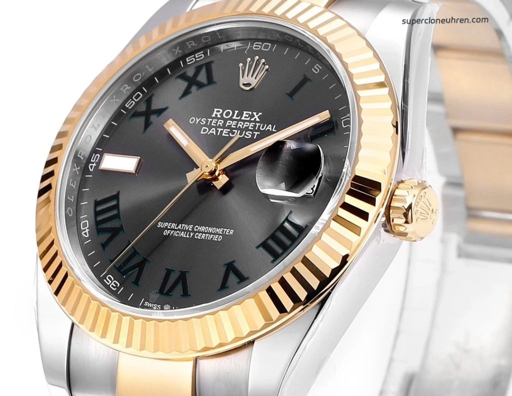 Premium Replica Uhr Rolex Datejust 41 m126333-0019 grünes Zifferblatt mit 18K-Goldband 41mm