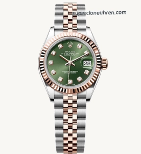 Premium Replica Uhr Rolex Datejust m279171-0007 Roségold-Grün 28mm
