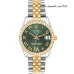 Premium Replica Uhr Rolex Datejust 31 178383-0005VI gruenes Zifferblatt mit Diamantbesatz 31mm