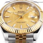 Premium Replica Uhr Rolex Datejust m126333-0022 mit goldenem Wellenzifferblatt 41 mm