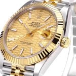 Premium Replica Uhr Rolex Datejust m126333-0022 mit goldenem Wellenzifferblatt 41 mm