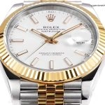 1:1 Super Clone Uhr Rolex Datejust 126333-0016 Weißes Zifferblatt 18K Gold Jubilé-Band 41mm