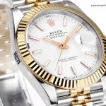1:1 Super Clone Uhr Rolex Datejust 126333-0016 Weißes Zifferblatt 18K Gold Jubilé-Band 41mm
