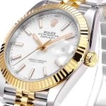 1:1 Super Clone Uhr Rolex Datejust 126333-0016 Weißes Zifferblatt 18K Gold Jubilé-Band 41mm